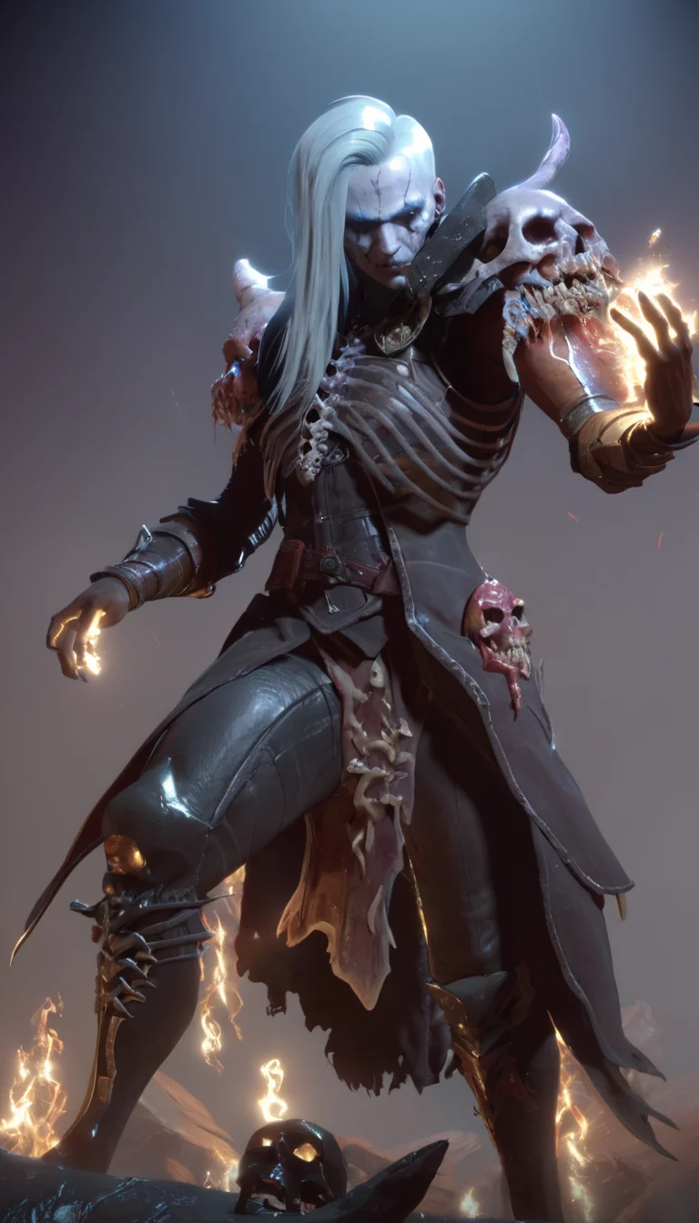 Cinematic scene, hero view, d4d necromancer <lora:diablo_4_necromancer_xl_v1:1>, action pose, masterpiece, best quality, high quality, highres, absurdres