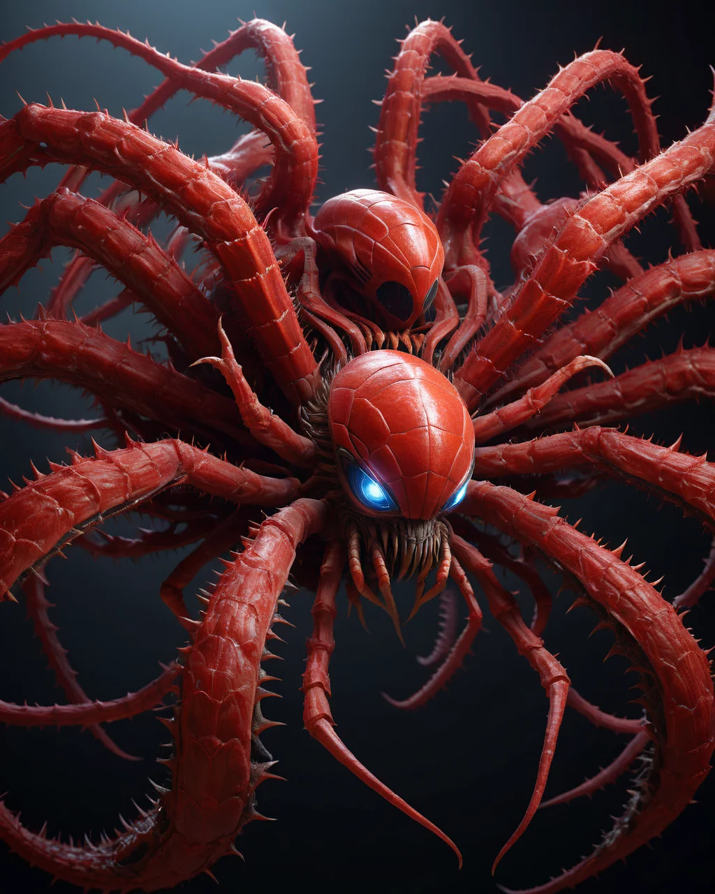 Scrletroxl,gigantic tatarntula,epic,awardwinning, masterpiece,128k uhd,sharp focus,octane render, trending , <lora:scrletroxl-step00000350:1>,red theme