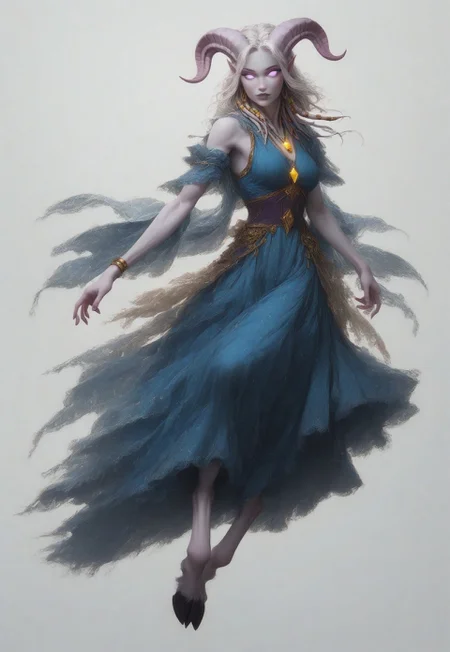 (absurdres, highres, best quality, masterpiece:1.4), 
score_9, score_8_up, score_7_up, score_6_up, 
detailed, 
detailed body, 
detailed face, 

(culDraenei, 
female, 
purple eyes, 
no sclera, 
no pupils, 
athletic, 
tall, 
slim, 
pale skin,
grey skin, 
long ears),

loose long blue dress,  
yellow pendant, 
sleeveless, 

cheerful, 
(((full body))), 
posing, 
floating, 

(((white background, plain background))), 
(((no objects in background)))