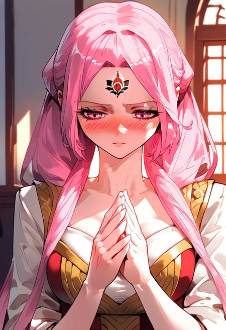 score_9,score_8_up,score_7_up,score_6_up,source_anime, (best quality), (masterpiece), (extremely detailed), (finely detailed), (detailed face, perfect face, perfect eyes, beautiful detailed shading), (perfect hands), (full colors), blush,
BREAK,
cowboy shot, upper body,
1girl, solo, 纳兰嫣然, pink hair, twintails, long hair, pink eyes, large breasts