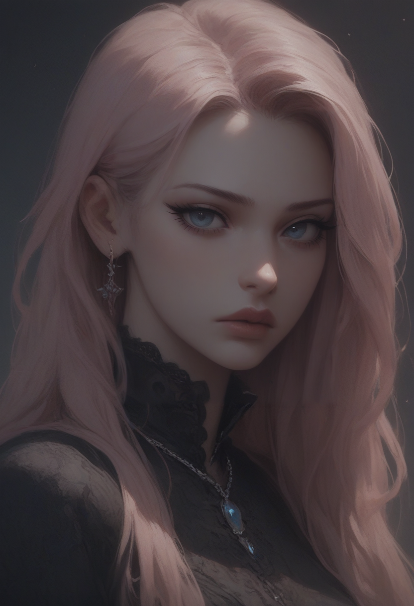 score_9, score_8_up, score_7_up, 1girl, (masterpiece), (best_quality), pink hair,straight hair, blue eyes, detailed eyes, expressionless , black eyeliner, portrait,  <lora:add-detail-xl:0.4> , <lora:Concept Art Twilight Style SDXL_LoRA_Pony Diffusion V6 XL:0.8>, <lora:[GP] somethingweird [Pony XL]:0.2>, <lora:g0th1cPXL:0.3>,  <lora:Goth_girl_XL-v2:0.8>