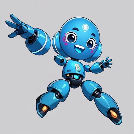 score_9,score_8_up,score_7_up,source_anime, (Buddy.AI),solo,looking at viewer,simple background, white background,smile,open mouth,full body,black eyes,no humans,colored tongue, (cyan), robot, spherical