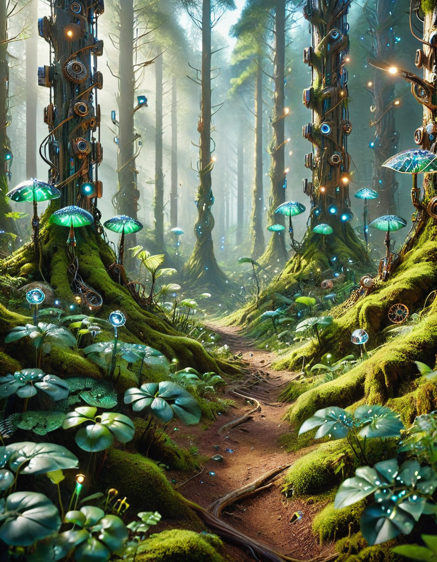 cinematic still mechplantslora, landscape, forest . emotional, harmonious, vignette, 4k epic detailed, shot on kodak, 35mm photo, sharp focus, high budget, cinemascope, moody, epic, gorgeous, film grain, grainy, mechplantslora, landscape, forest,Cinematic Lighting, Dramatic lighting, high contrast, detailed shadows, high-resolution, mechplantslora, landscape, forest, epic composition, intricate, elegant, highly detailed, symmetry, sharp focus, cinematic, new creative color, futuristic, colorful, vivid colors, inspired, pristine, beautiful, unique, cute, joyful, pretty, artistic, surreal, cool, positive, relaxed, extremely expressive, wonderful, pure, very inspirational, inspiring