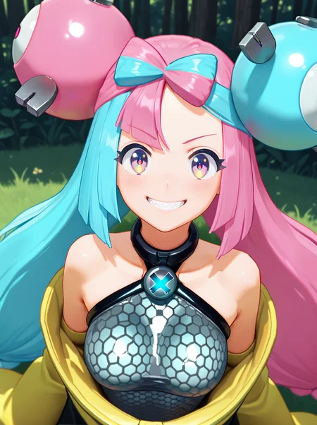 masterpiece, best quality, amazing quality, very aesthetic, absurdres, newest, <lora:Xeno2StyleV2:1>xeno2style iono \(pokemon\), smile