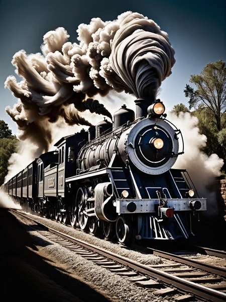 An old-fashioned locomotive steaming down the tracks, its entire form enshrouded in flowing, shadowy linens that flutter in the wind <lora:Shadowy_Linens:0.75> <lora:EnvyBetterHiresFixXL01:0:hr=1>