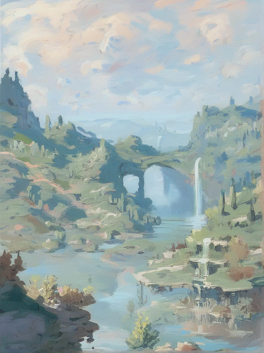 score_9, score_8_up, score_7_up, score_6_up, Abstract landscape painting with colored sky background, multiple moons in the sky, nature, dreamscape, reflections, fantasy, fantastic plants, high fantasy, river, fantastic plants, flying islands, waterfalls <lora:Claude_Monet_Style:1>