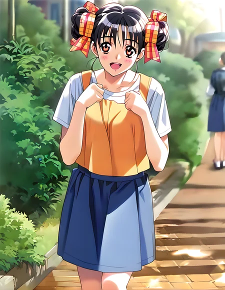 <lora:pony_xl_narusawa:0.8>,narusawa,score_9,score_8_up,score_7_up,source_anime,1girl,adorable_girl,looking at viewer,:d,smile,blush,open mouth,casual,cowboy_shot,clenched hands,hands in front of your chest,leaning_forward,knees_together_feet_apart,lens_flare,blurry,park,
