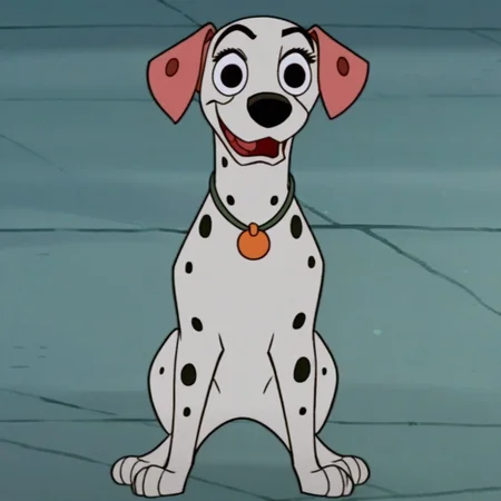 Perdita, 101 Dalmatians, Dog, Female dog, Cartoon, anthro_dog, Disney, ((((((front view)))))), (((looking at viewer))), (((looking straight ahead))), (((smug))), (((eyelashes))), (((no neckwear except pink heart necklace))), tough, solo, happy, smiling, flirty, feral,  quadruped, (((standing tall))), four paws, ((((((full body view)))))), standing confidently, (((smirk))), sneer, (((mostly open eyes))), (((open mouth))), sassy, head held high, solo, (((quadruped))), 
(((lean build)))