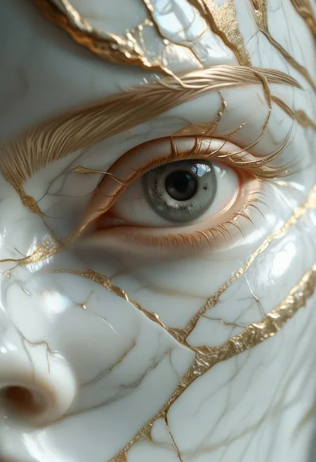 score_9, score_8_up, score_7_up, score_6_up, sclpt, sculpture style, eye focus, solo, close-up, looking at viewer, eyelashes, black eyes, 1girl, marble skin