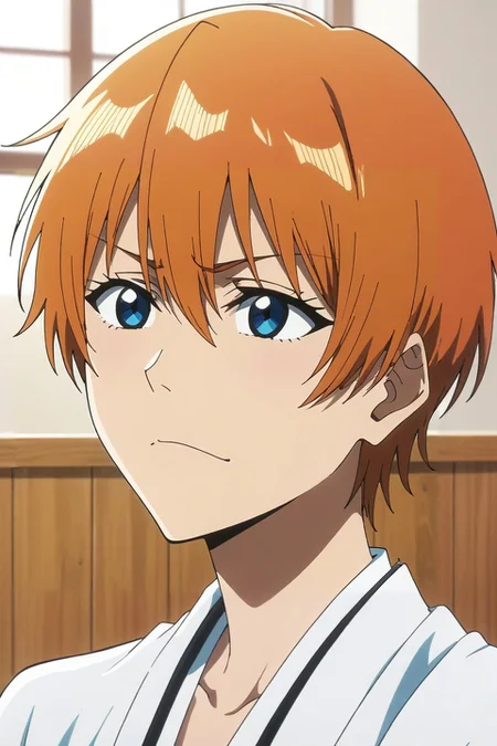 score_9, score_8_up, score_7_up, source_anime, anime screencap, rating_safe, , , , 1girl, kagura \(gintama\), gintama, blue eyes, orange hair, solo, upper body, bathroom, indoors, light, knees up, skin fang, <lora:bleach_tybw_style_pony:1.12>, bleach_tybw_style, , <lora:sdxl_lightning_8step_lora:1>