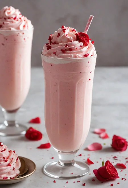 This creative and delicious rose falooda milkshake is a feast for the eyes and taste buds, with layers of creamy milk, rose syrup, and rose-flavored ice cream, all topped with a swirl of whipped cream and a sprinkle of rose petals. Choose from a range of render styles, from realistic to abstract, to bring your milkshake to life. <lora:add-detail-xl:1> <lora:great_lighting:1> <lora:JuggerCineXL2:0.8> Movie Still, Film Still, Cinematic, Cinematic Shot, Cinematic Lighting