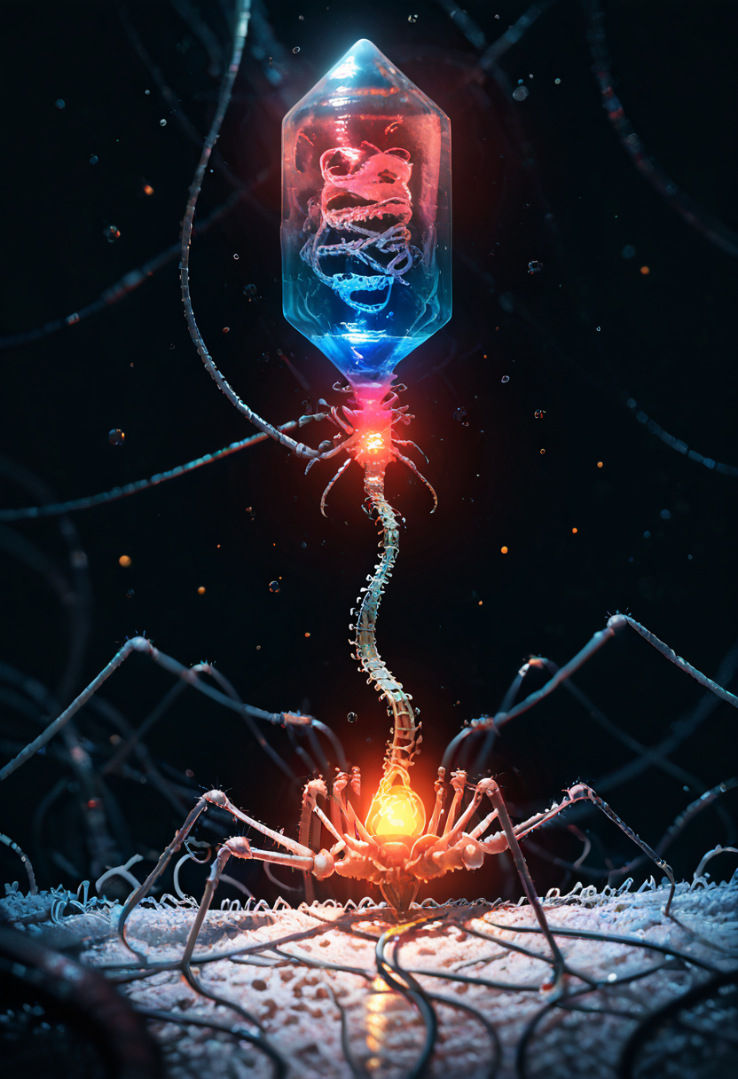 masterpiece, best quality, no humans,   B4cterio, depth of field, glowing, fire, black background, scenery, light particles, cable,  ,<lora:BacteriophageIXL_v1:1.0>,