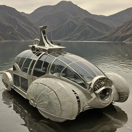 scifi medium nautilus (20,000 leagues under the sea), solar-control glass, license plate lights, roof rack, marble, sleek, matte velvet, velvet-like feel, ArsMJStyle, ArtDecoVintageFuture <lora:ArsMJStyle_-_Vintage_Future:1>