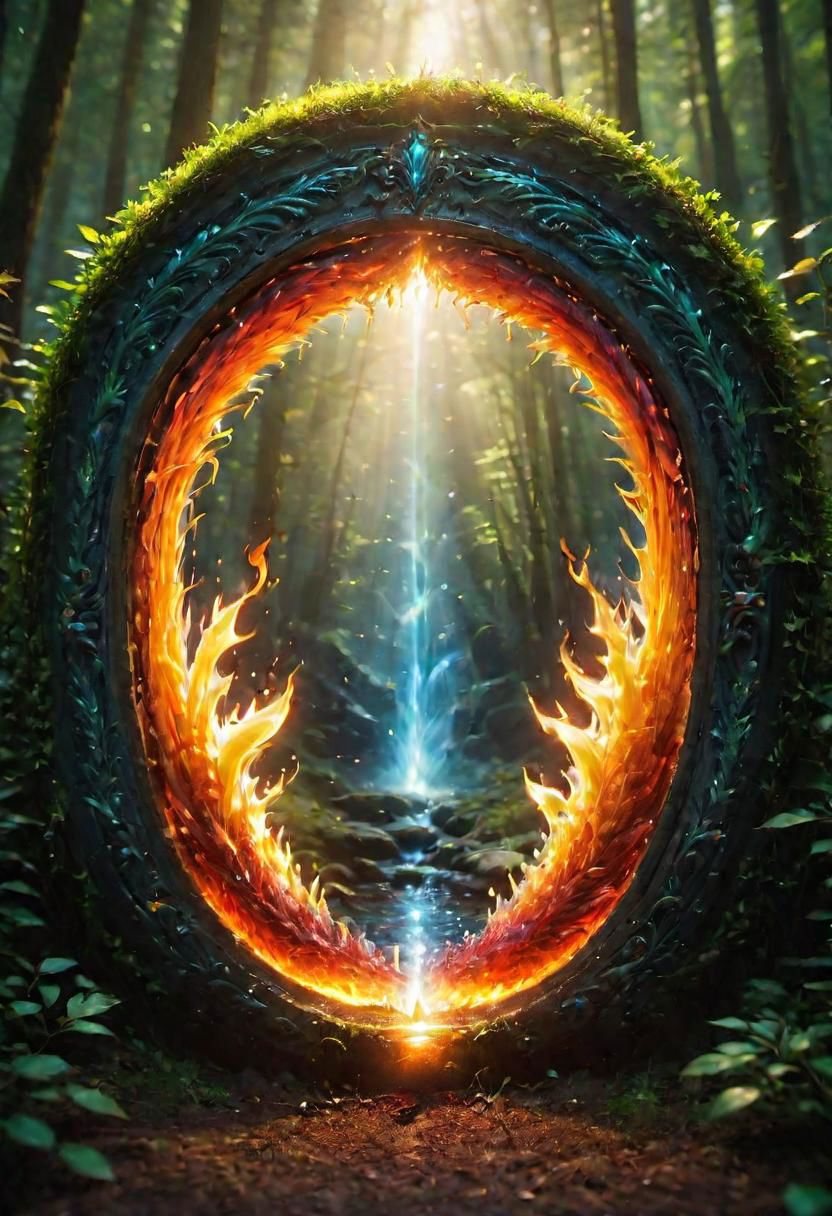onoff, a photo of a (beautiful:1.7) portal to Tr na ng, colorful, glowing, ultra detailed, well defined fire and water  masterpiece <lora:onoff4:1>