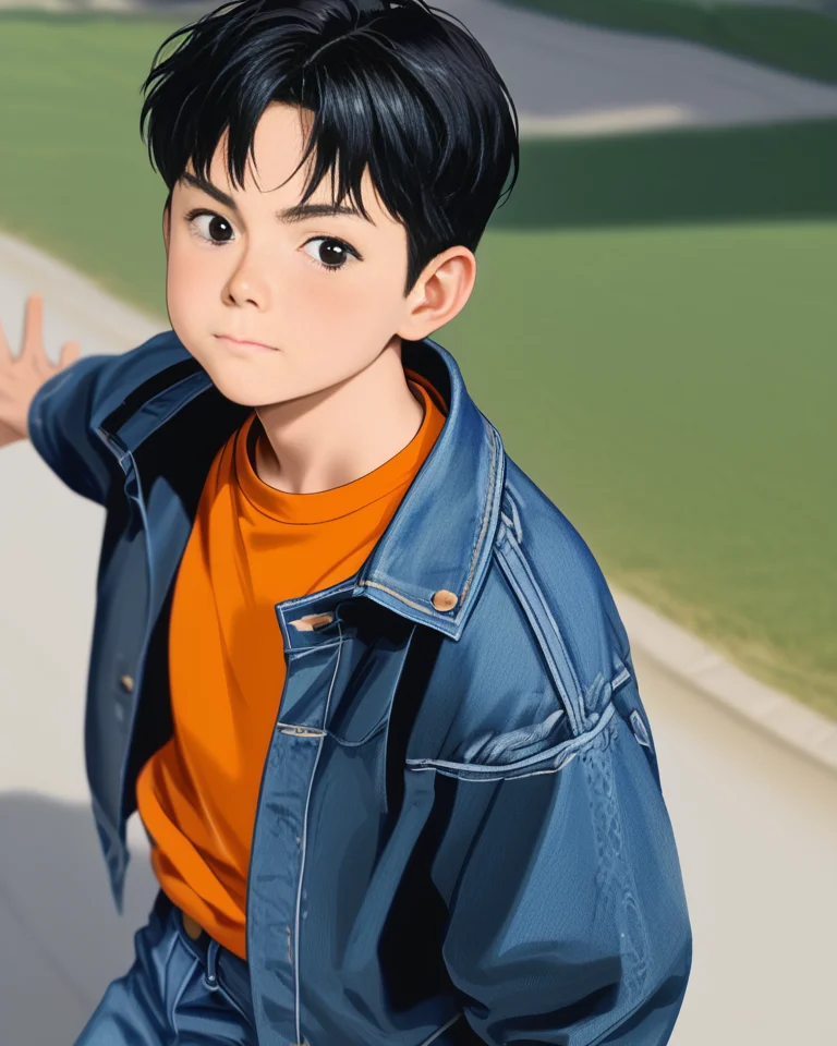 score_9, score_8_up, score_7_up, Korean, <lora:Cute_Cartoon_ArtStyle:1>, ((handsome young cute man:1.2, light skin)),
tae_dong, black and white jacket, orange shirt, jeans, lose shirt, looking at viewer, dynamic action, expressive cute face, cute pose, male focus, 1boy, solo, cowboy shot, from side, depth of field, masterpiece, best quality, amazing quality, very aesthetic, absurdres, newest, very awa, shadow, dynamic angle, <lora:tae_dong-000011:1>