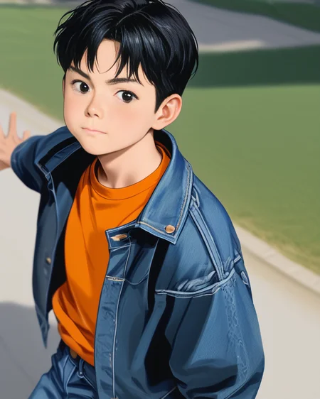 score_9, score_8_up, score_7_up, Korean, <lora:Cute_Cartoon_ArtStyle:1>, ((handsome young cute man:1.2, light skin)),
tae_dong, black and white jacket, orange shirt, jeans, lose shirt, looking at viewer, dynamic action, expressive cute face, cute pose, male focus, 1boy, solo, cowboy shot, from side, depth of field, masterpiece, best quality, amazing quality, very aesthetic, absurdres, newest, very awa, shadow, dynamic angle, <lora:tae_dong-000011:1>