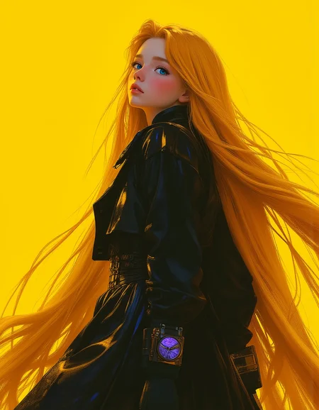 lighting, brush strokes, emotional, harmonious, vignette, 4k epic detailed, shot on kodak, 35mm photo, sharp focus, high budget, cinemascope, moody, epic, gorgeous, of young teen android Princess Rapunzel, but reimagined in a Cyberpunk 2077 style. She should be wearing futuristic street clothes, a blend of sleek, edgy, and technologically advanced fashion. Her outfit includes elements like a black holographic jacket, LED-embedded fabrics, and metallic accessories. Her body and hands are robotic. Her 70 foot long blond hair, still iconic, flows around her. Rapunzel has white skin, blue eyes, and a skinny petite body. The background should be a vibrant yellow, contrasting with her modern attire. The overall aesthetic should be a mix of traditional fairy tale charm and gritty, neon-lit urban futurism.
ultra detailed, romantic, Rembrandt lighting, brush strokes, warm light, magic, extremely coherent, cute, beautiful, cinematic, stunning, creative, positive, cheerful, unique, cool, inspiring, pure, rational, very inspirational, friendly, thought, glowing, magical, perfect, intricate, wonderful, lovely, del1cate_balance style, in the style of Rembrandt. vantablack <lora:style_of_Rembrandt_FLUX_135:.8> <lora:- Flux1 - vanta_black_V2.0:.8> <lora:Delicate_Balance:.3> <lora:neeeg_f1:-1> <lora:zavy-disney-rapunzel-fxl:.4>