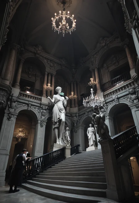 ,ruanyi0762,chandelier,statue,indoors,pillar,stairs,<lora:0762 opera house_v1_pony:1>, score_9,score_8_up,score_7_up,,8k,1girl,solo,