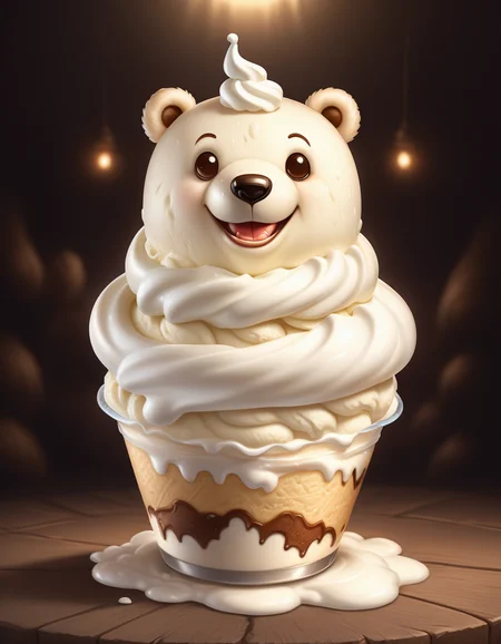 very cute appealing anthropomorphic polar bear whipped cream, kawaii, looking at the viewer, macro, cinematic lighting, fantasy art, dynamic composition, epic realistic, award winning illustration <lora:FoodPets:0.7> Foodpets