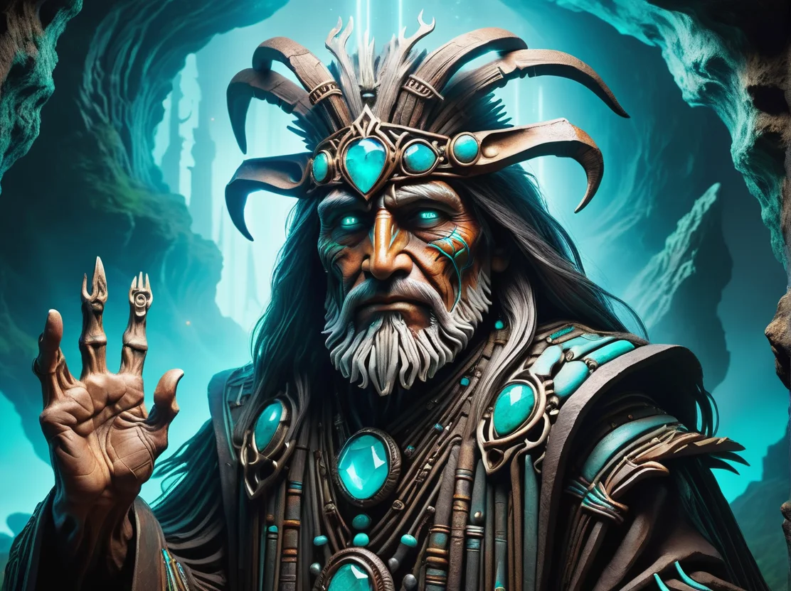 hyper detailed masterpiece, dynamic, awesome quality,DonMCr0wB4rXL male aging gracefully voluminous, indigenous peoples of the america, turquoise eyes, split ears, fleshy nose, high jawline, low cheekbones, heart face shape with pointed chin, delicate hands, , lavender long and straight hair, fear, tracing glowing sigils in the air with fingertips, activating magic, wizard, enchantment , sorcerer's gesture, one hand held aloft, magic emanating from fingertips, radiant aura, ethereal light, a deep-sea trench, with bioluminescent organisms illuminating the darkness with a mystical glow and intricate rock formations, made of crowbars <lora:DonMCr0wB4rXL-000008:1>