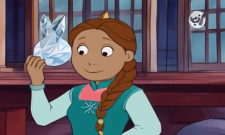 A picture of Elsa from frozen, Disney style ArthurShow <lora:SDXL-ArthurShow-Lora:1>, Very detailed, clean, high quality, sharp image