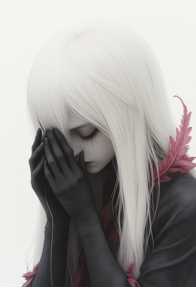 <lora:Majicflus_gray:0.65> <lora:Majiflus_anzi_gothic:0.45> <lora:Dark_Gray_Photography_flux:0.30> <lora:j_gongbihua_flux_rank2_bf16:0.30> <lora:Hand v2:0.50>
