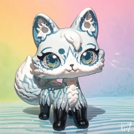 score_9_up, score_8_up, all fours, solo, feral female, fox, slushi \(chikn nuggit\), <lora:Slushi-PONY:0.8>, (very abstract unique design, super detailed:1.2), front view, photorealistic, custom lps, littlest_pet_shops, <lora:LPS-000009:1>