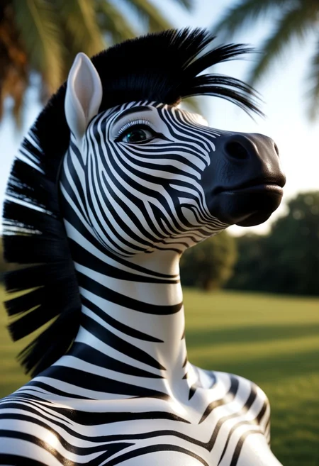 anthro horse, beautiful, detail vibrant zebra skin, girl, closeup
8k detail