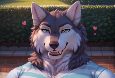 score_9, score_8_up, score_7_up, score_6_up, 1anthro, 1human, male, , furry, detailed fur, anthro, eyes, , perfect face, detailed eyes, perfect eyes, sexy, sexy boy, beautiful eyes, perfect cute face, petite body, face focus, dynamic angle, body shot, full body, looking at viewer, face focus, outdoors, detailed lighting, detailed background, eyes focus,
smug expression, floating hearts, eye focus, smug, pleased, mischievous, smirk, seductive pose, , flirty, flirting with viewer, public park,
bedroom eyes, detailed eyes, perfect eyes, beautiful eyes, , detailed fur, tail, green eyes, realistic fur, , solo, 1 boy, young, (((handsome, detailed face and eyes))), dog, anthro dog , solo, detailed fluffy fur , realistic green eyes, neck fluff, green eyes, extremely detailed eyes, muscular, toned , anthro dog , sexy, fluffy tail, eyes focus, anthro husky, anthro hands, claws, detailed anthro hands, detailed fluffy fur, Shoichi, Shoichi_Urata, furry male, furry, muscular, animal ears, wolf ears, striped t-shirt, brown shorts, short sleeves, striped top, casual clothing, green and blue stripes, <lora:Shoichi_-_Tennis_Ace:0.55>
tail, uncensored, canine mouth, sharp teeth, detailed teeth, detailed canine teeth, perfect teeth,
<lora:CleanDetailed_Eyes:0.25> <lora:Better_caninefeline_mouth:0.2>
<lora:princess_xl_v1:1> <lora:Expressive_H:0.65> <lora:g0th1cPXL:0.45> <lora:incase-ilff-v3-4:0.3>