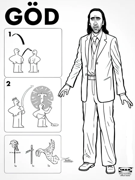 Nic Cage God <lora:ikea_instructions_xl_v1_5:1>