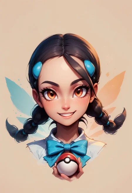 score_9, score_8_up, score_8, big breasts, (curvy), cute, eyelashes,
(holding pokeball),
Faded Headshot, faded bottom, faded edges
head tilt, smile
BREAK,
zzCandice, hair ornament, twintails, hairclip, bowtie,
BREAK,, zPDXL,