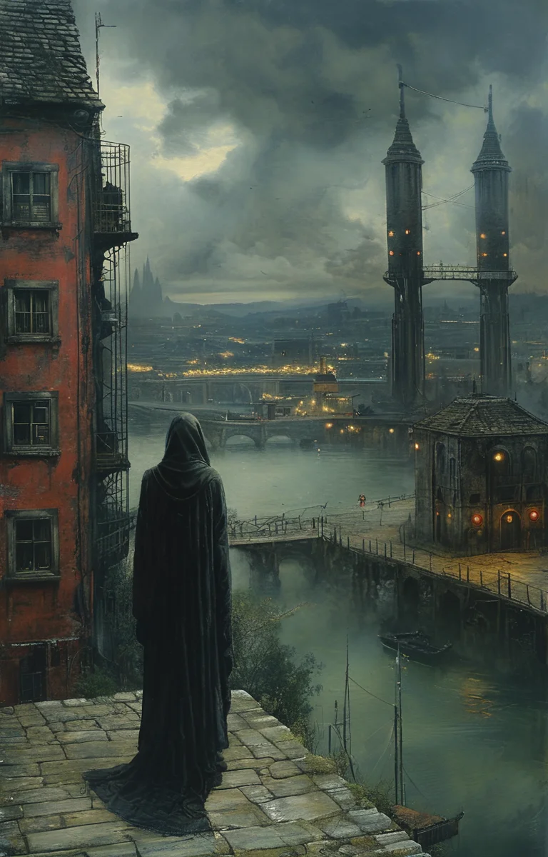 masterpiece,best quality,<lora:tbh163-sdxl:0.9>,illustration,style of Mike Worrall, cyberpunk city