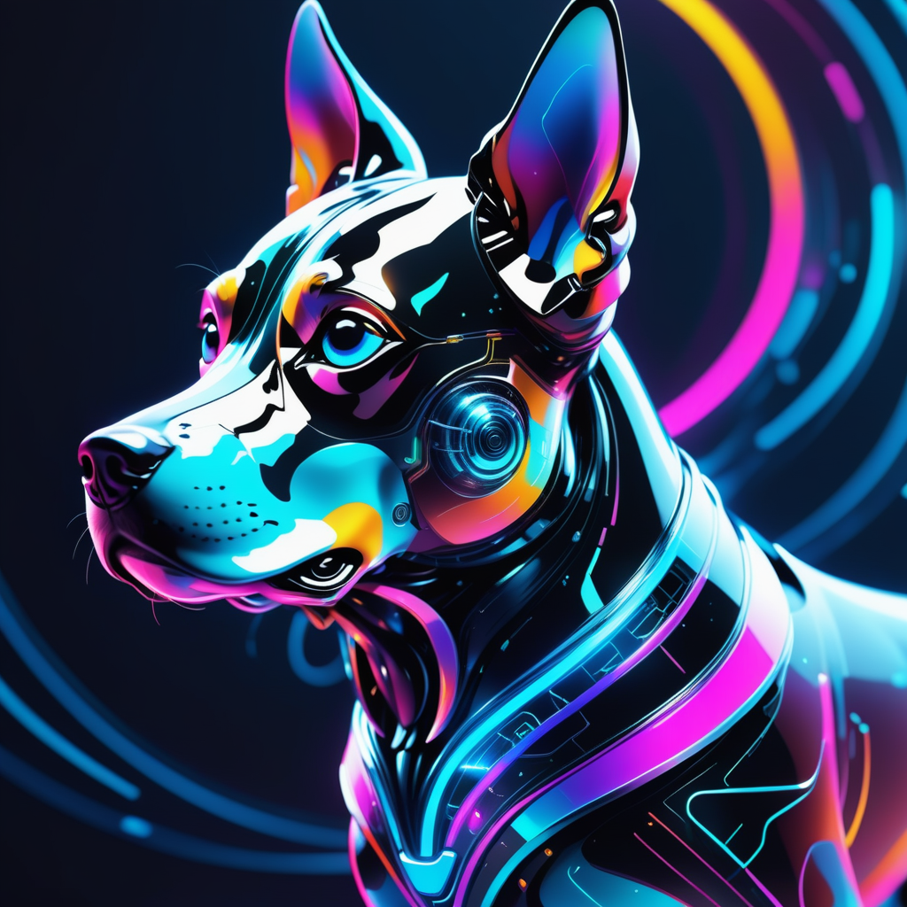 a dog, Jed-CyFut , full of details , positive emotional    <lora:CyberFuturisticStyle:0.5>  <lora:SDXLFaeTastic2400:0.5>