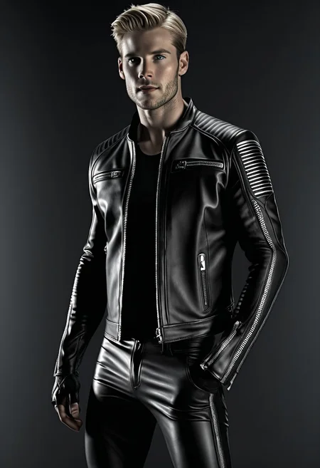 leather jacket with thick silver zippers