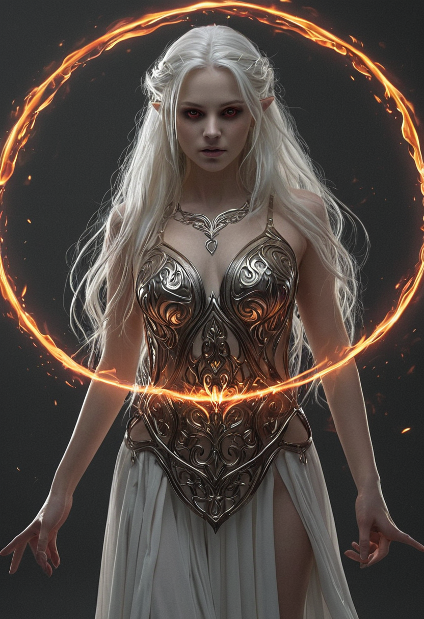 Abstract style <lora:R0k00bstr0ctHD:1>,r0k00bstr0cthd,r0k00bl0ckb0ckgr00ndhd,(shiny, fire, multicolored, black background, glowing, magic circle, aura),, (Height, Tall and statuesque, 6 feet (183 cm), imposing and regal presence:1), (Build, Slim and athletic, lithe, graceful figure, elven agility and warrior training, ethereal elegance:1), (Hair, Long, silvery-white or pale blonde hair, hair flows loosely, windswept or untamed hair, ghostly and otherworldly aura:1), (Eyes, Glowing red or pale blue eyes, eyes are intense and piercing, radiating malice, sorrow, and a fiery determination:1), (Skin, Pale and ashen, with a grayish hue, undead:1), (skin has a smooth, almost porcelain-like texture, but it appears lifeless and cold:1), . Non-representational, colors and shapes, expression of feelings, imaginative, highly detailed