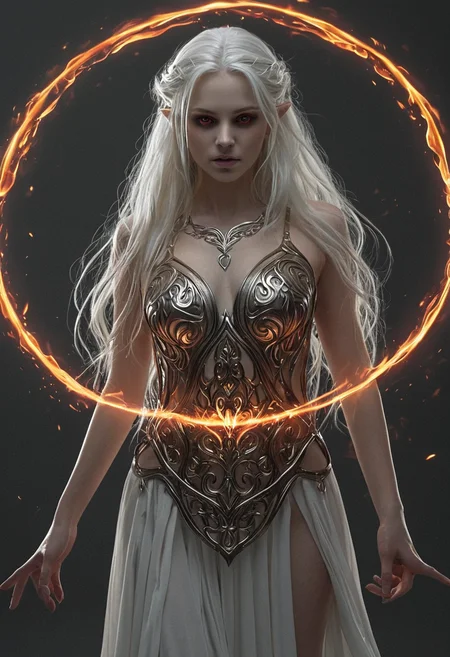Abstract style <lora:R0k00bstr0ctHD:1>,r0k00bstr0cthd,r0k00bl0ckb0ckgr00ndhd,(shiny, fire, multicolored, black background, glowing, magic circle, aura),, (Height, Tall and statuesque, 6 feet (183 cm), imposing and regal presence:1), (Build, Slim and athletic, lithe, graceful figure, elven agility and warrior training, ethereal elegance:1), (Hair, Long, silvery-white or pale blonde hair, hair flows loosely, windswept or untamed hair, ghostly and otherworldly aura:1), (Eyes, Glowing red or pale blue eyes, eyes are intense and piercing, radiating malice, sorrow, and a fiery determination:1), (Skin, Pale and ashen, with a grayish hue, undead:1), (skin has a smooth, almost porcelain-like texture, but it appears lifeless and cold:1), . Non-representational, colors and shapes, expression of feelings, imaginative, highly detailed
