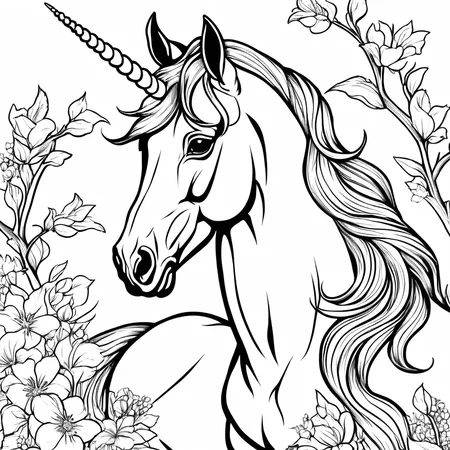 a beautiful drawing of unicorn, black and white, black & white,ColoringBookAF, <lora:ColoringBook:1>