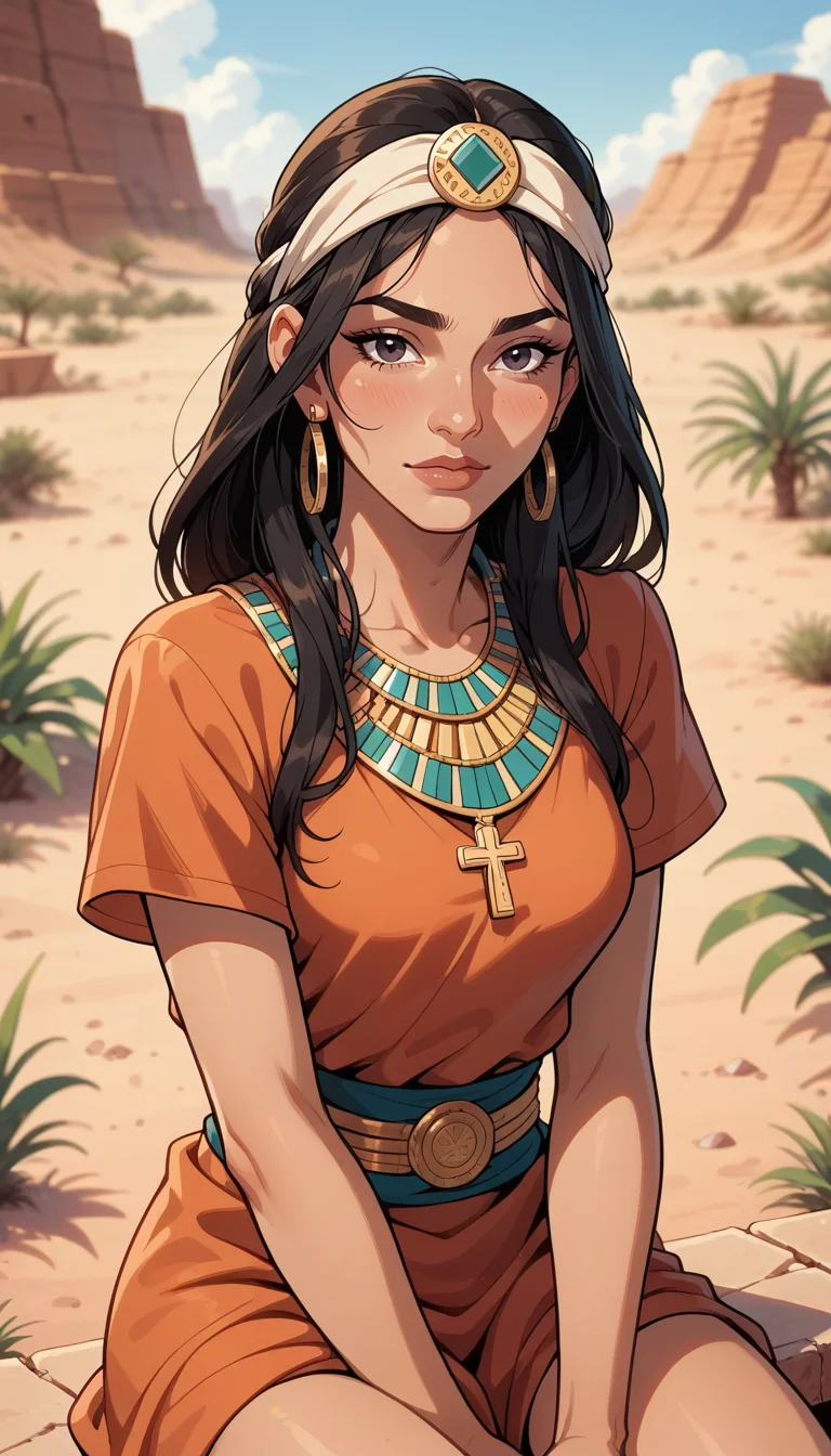 score_9, score_8_up, score_7_up, (Western Comics), girl, cute, seductive, innocent, in deep meditation, sitting, cross-legged, (desert oasis), desert flowers, (Portrait photo), (depth of field), (dynamic angle), (ultra detailed, high quality texture), (sharp), (artistic image)