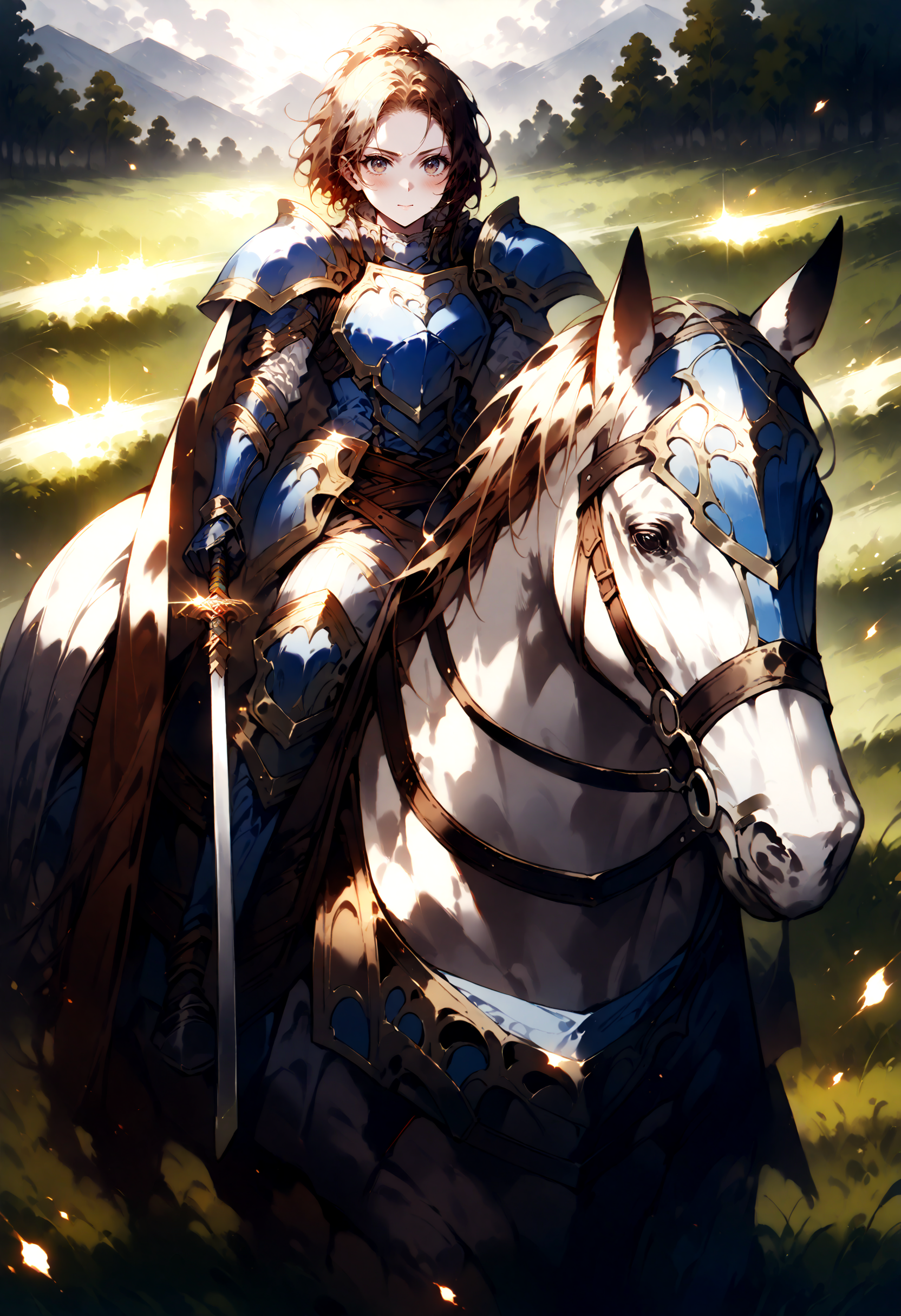 score_9,score_8_up,score_7_up,best quality,masterpiece,super detailed,extreme detailed,full_body,zPDXL BREAK (nature:1.1),(field:1.1),
<lora:Pony_DetailV2.0:1> BREAK 1girl,Cavalier,armor,cape,gloves,horse,horseback riding,holding sword,<lora:Cavalier-v2-pony:0.9>,