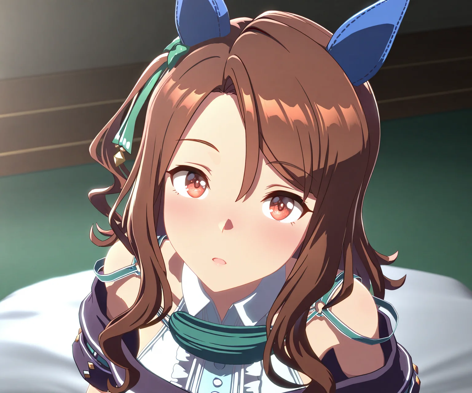 masterpiece, best quality, amazing quality, , 1girl, solo, looking at viewer, <lora:King Halo in game style 3D ILL-v2:1> ummsmingame, 3d, king halo \(umamusume\),
