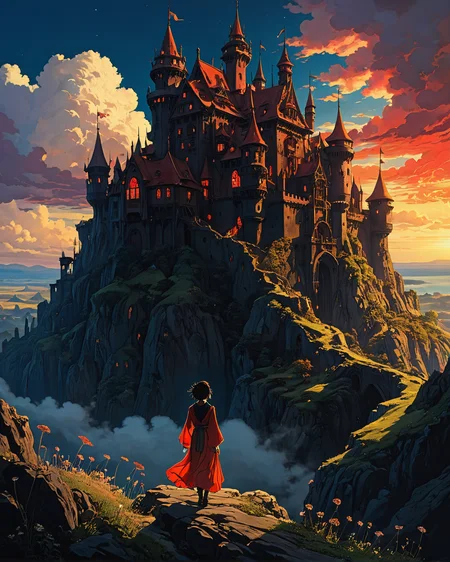 a wanderer between worlds in flowing bright clothes, (epic landscape:1.5), (studio ghibli drawing), (studio ghibli painting),best quality, masterpiece, extremely detailed, professional art, professional painting, an extremely delicate and beautiful, dynamic, great lighting, perfect shading, professional shading, depth of field, side soft light, elegant, gorgeous, highly detailed, full shot, uncropped, pure genious, absolutely perfect, highly detailed, breathtaking,
image style is fantasy digital painting , Silhouette Lighting Glitch Effect and Grain/Noise Texture and Texture Overlay , , detailed Harry Clarke ,, ((photo raw, hdr, highres, best quality)),,a massive, floating fortress with blackened walls and glowing red windows, floating above a wasteland.,
<lora:0d28507d-6abc-443d-9c00-5f399ab8c7eb.TA_trained:0.7>,
<lora:EldritchRomanceIllustration1.3.1:0.3>,
<lora:- SDXL - vanta-black_contrast_V3.0:0.2>,
<lora:add-detail-xl:0.7>,
<lora:detailed_notrigger:0.7>,