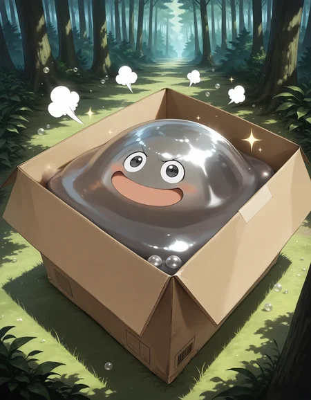 SmoothNoob_Quality,masterpiece,extreme detailed BREAK 1other,no humans,no_legs,day,outdoors,forest,
BREAK hagurin,:D,slime \(creature\),sparkle,bubble,<lora:hagurin-NAI:1>,<lora:NOOB_vp1_detailer_by_volnovik_v1:1>,in container,slime_in_box,doyagao,puff of air,happy,cardboard box,from above,