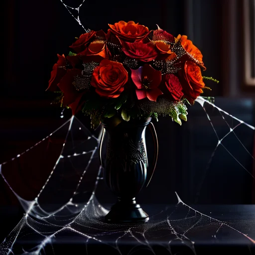 Cobwebber, a flower bouquet on a dining table, background is dining room,
intricate details, modelshoot style, dreamlikeart, dramatic lighting. 8k, highly detailed, trending artstation,
<lora:theovercomer8sContrastFix_sd15:1>,