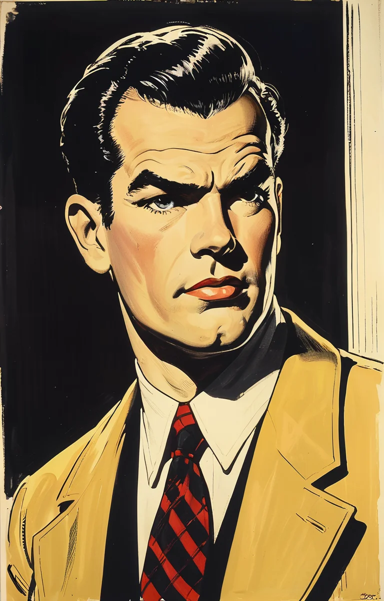 masterpiece,best quality,<lora:tbh369-sdxl:0.6>,illustration,style of Milton Caniff portrait of noble man