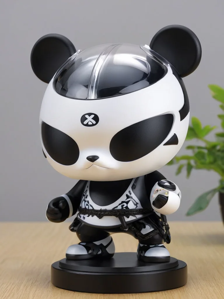 XCYP Art Toy, (Ninja Panda, EVA Material) Artist Design Work, Award-Winning Lens, High Detail, Ultra High Resolution, 32K UHD, Clear Focus, Best Quality, Masterpiece.<lora:é²å䏿´¾@ART TOY æ½®ç©XL:1>,