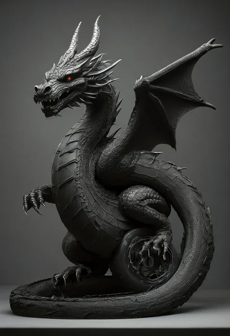 (((A fabulous dragon made of car tires)))