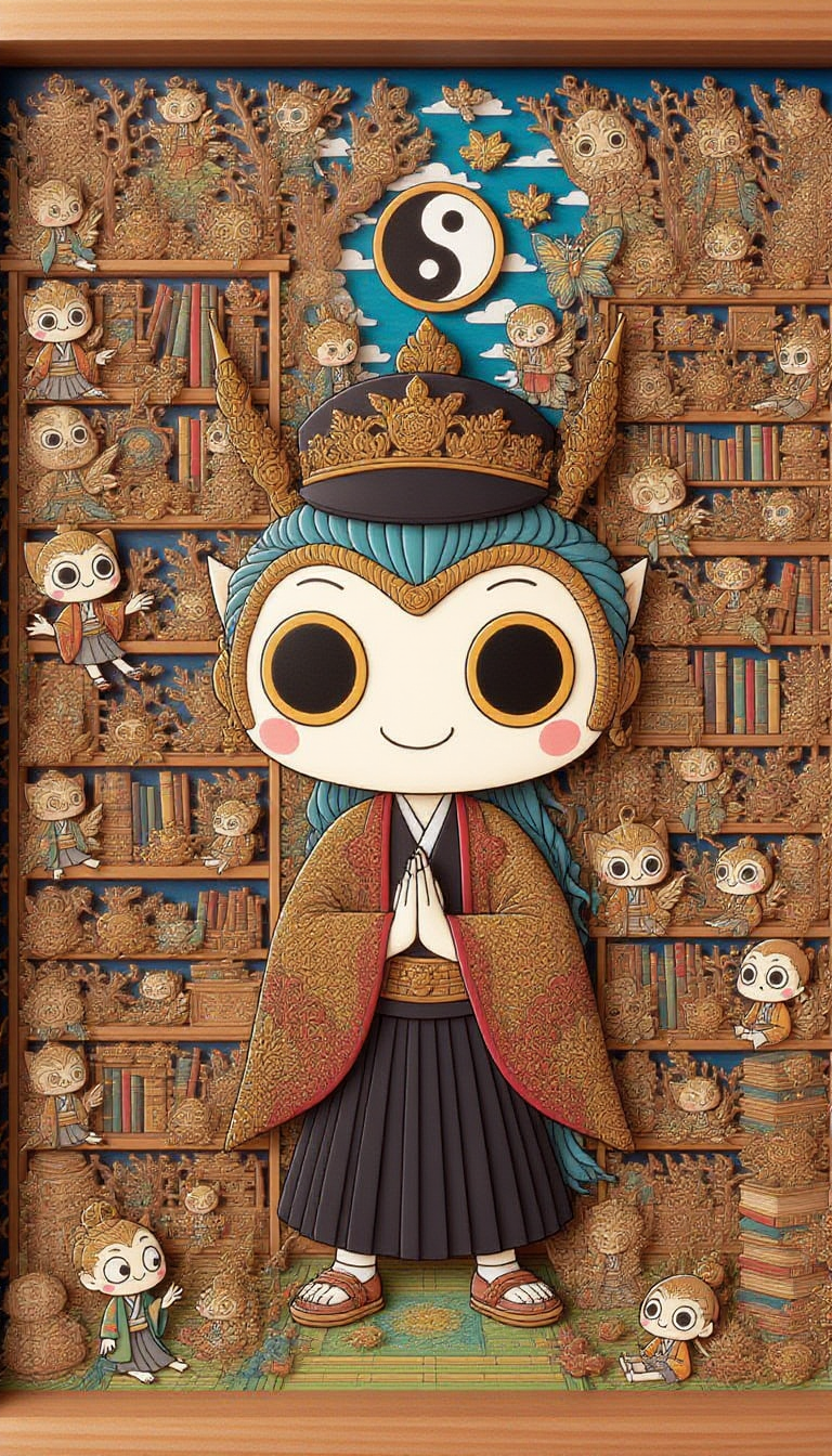<lora:Kawaiis-000010:1>Kawaiis Portrait of a gecko wearing a train conductorâs hat and holding a flag that has a yin-yang symbol on it. Oil on canvas.. Digital illustration.