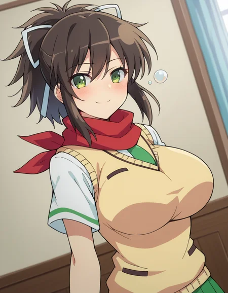 score_9, score_8_up, score_7_up, source_anime,
skasuka, <lora:sk-asuka-ponyxl-lora-nochekaiser:1>
asuka, brown hair, green eyes, ribbon, hair ribbon, ponytail, smile, large breasts,
skirt, school uniform, necktie, scarf, short sleeves, sweater, sweater vest,
indoors, bed, bed room, on side, blush, drunk,
looking at viewer, dutch angle, cowboy shot