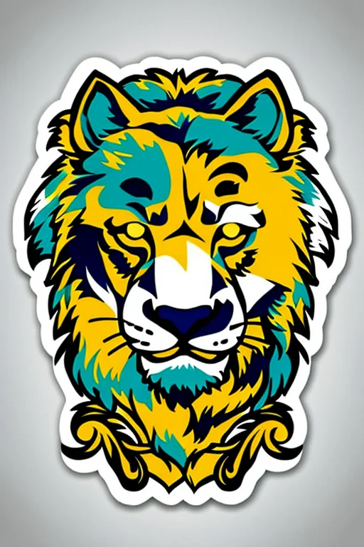 leo animal ((stickers)) retro (high quality) <lora:stickersAnimeStyle_v10:0.6>, closeup
