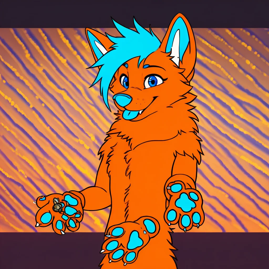 (Colin coyote), ((orange fur)), (cyan hair tuft, cyan tongue, cyan nose, cyan paw pads), five fingers, four toes, digitigrade, ((coyote)), (green and blue Eyes), anthro, ((masterpiece)), ((8k quality)), (detailed fur:1.2), AS-YoungerV2, (cinematic lighting)+, backlighting, (shaded)+, photorealistic, hyperrealistic, (young),  (8k resolution, 8k ultra detailed), HDR, (hyper realistic:1.1), (masterpiece:1.4), intricate, intricate sharp details, octane render, RAW Photo, Best quality, detailed shading, perfect lighting, dynamic lighting, ultradetailed, (Photorealistic:1.4). [by dagasi|ancesra:0.6], [by foxovh|personalami:1.1], [by einshelm|tom_fischbach],[by zackary911, by thebigslick], (solo), (body fur:1.1), (best quality) dramatic lighting, (detailed fluffy fur:1.1),((masterpiece)), ((8k quality)), (detailed fur:1.2), AS-YoungerV2, (cinematic lighting)+, backlighting, (shaded)+, photorealistic, hyperrealistic, (young), (8k resolution, 8k ultra detailed), HDR, (hyper realistic:1.1), (masterpiece:1.4), intricate, intricate sharp details, octane render, RAW Photo, Best quality, detailed shading, perfect lighting, dynamic lighting, ultradetailed, (Photorealistic:1.4). [by dagasi|ancesra:0.6], [by foxovh|personalami:1.1], [by einshelm|tom_fischbach],[by zackary911, by thebigslick], (solo), (body fur:1.1), (best quality) dramatic lighting, (detailed fluffy fur:1.1), (Colin coyote), ((orange fur)), (cyan hair tuft, cyan tongue, cyan nose, cyan paw pads), five fingers, four toes, digitigrade, ((coyote)), (green and blue Eyes)